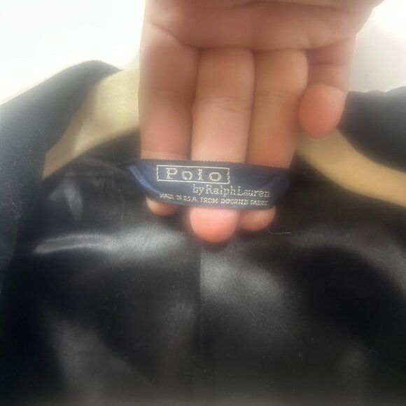 Polo Ralph Lauren Double-Breasted Wool Herringbone Overcoat Black Velvet Collar - Picture 2 of 12